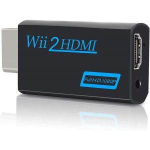 Wii To Hdmi Converter, Convertisseur Adaptateur Vid&eacute;o Full Hd 1080p Avec Audio 3,5 Mm Et Sortie Hdmi, Prend En Charge Tous Les Modes D'affichage Wii -Noir - Neuf