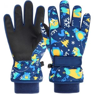 Gants De Ski Enfants Moufle Chaud Hiver Pour Gar&ccedil;on Fille Coupe-Vent Respirant Pu Les Palmiers Neige Ski Snowboard V&eacute;lo &Eacute;quitation Sport 2-13 Ans - Neuf