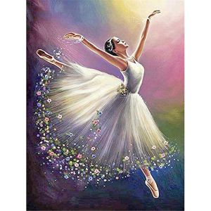 Oayew-Diamond Painting Perle Ronde Compl&egrave;te 5d Diy Diamant Peinture Ballet Danseur Fille 3d Strass Broderie Point De Croix 5d Home Decor Cadeau 30x40cm - Neuf