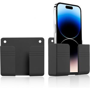 acdsgd-Lot de 2 supports muraux autocollants pour t&eacute;l&eacute;phone portable, support de chargeur de t&eacute;l&eacute;phone portable, &eacute;tag&egrave;re de chevet adh&eacute;sive pour chargeur, support de t&eacute;l&eacute;commande TV universel (noir) - Neuf