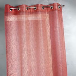 Voilage En Organza Fantaisie - Effet 'r&eacute;sill&eacute; Rouge Orang&eacute; 140x260 Cm - Neuf