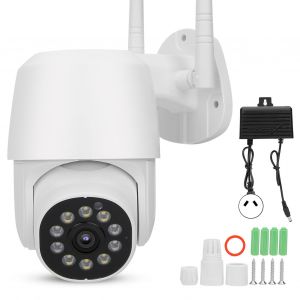 Camera PTZ WiFi 1080P, suivi intelligent, vision nocturne couleur, IR-CUT, securite CCTV, prise 100-240VAU - Neuf