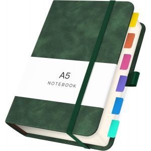 Carnet A5 Carreaux - 1 Pièce Cahier Journal Quadrillé 100g/M² Papier 14x21cm - 360 Pages Cahier De Note Carreaux 5mm - Carnet De Notes A5 Cuir Pu Voyage Dessin, Vert - Neuf