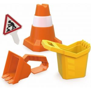 Mdy-Ensemble De Plage Chantier Enfant - Dès 3 Ans - Pour Plage, Bac À Sable, Terrain De Jeu - Pelleteuse, Bulldozer, Cône Et Panneau De Construction - Idéal Pour La Motricité Fine - Sans Bpa, Empilab - Neuf
