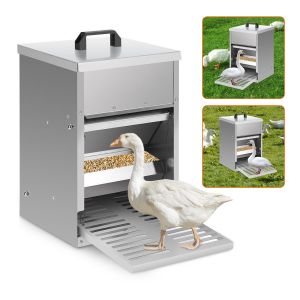 4x Mangeoire Poules En Acier Galvanis&eacute; &iquest; Alimentateur Automatique Avec Couverture &Eacute;tanche Et Syst&egrave;me &Agrave; P&eacute;dale Pour Poules Et Canards - Neuf