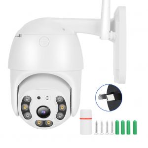 Camera de securite dome PTZ IP66 Wifi 1080P 2,5 pouces, double source lumineuse, compatible avec Android/iOS, prise 110-240 VAU - Neuf