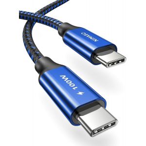 THEF-Câble USB C vers USB C 2M,Câble USB Type C Charge Rapide 100W 20V/5A PD Nylon Tressé pour MacBook Pro,iPad mini 6/Pro 2021/2018,Samsung Galaxy S20/S10, Note 10, A70,Google Pixel - Neuf