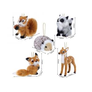 Pack Bois Animal En Peluche Ornements, Fourrure Ornements De Noël, Pendaison Ornements Pour La Décoration D'arbre De Noël - Neuf