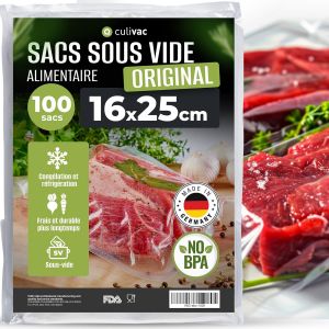 100 Sacs Sous Vide Alimentaire 16X25Cm Standard Pour Appareil De Mise Sous Vide De Toutes Les Marques Sous Videuse, Conservation, Feuille Pochette Sachet Sac Congélation, Cuisson[POU8805108] - Neuf