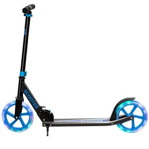 Trottinette Pliable Pour Enfants 34 X 88 X 96.5 Cm Avec Roues Flash Poign&eacute;e Ajustable Design Moderne En Aluminium Bleu Helloshop26 20_0014603 - Neuf