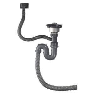 Kit de vidange d'&eacute;vier de cuisine en acier inoxydable avec tuyau flexible et raccords - Neuf