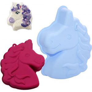 Jexnovashop-Moule Forme Licorne, Moule A G&acirc;teau Licorne, Licorne Bleu Moule &Agrave; G&acirc;teau, Moules En Silicone Licorne, Moule &Agrave; G&acirc;teau Cheval, Moule De Cuisson Pour Chocolats Gaufres Savon Halloween No&euml;l - Neuf