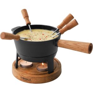 SUBZONAL-Boska Appareil &agrave; fondue Pro S - Fondue - Service &agrave; Fondue - Pour 350 gr - Fromage Fondu - inc. Fourchettes - 2 &agrave; 4 Personnes - Bois de Ch&ecirc;ne & Acier Inoxydable - 700 ml Contenu - Neuf