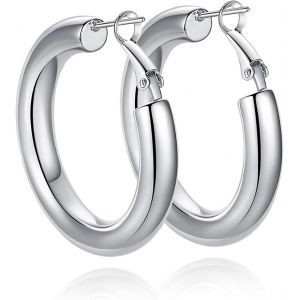 Boucles D'oreilles Créoles En Or Épais Cerceaux Légers En Tube Creux Gros Or Pour Femmes Hypoallergénique Grande Boucle D'oreille 25mm 30mm 40mm 50mm - Neuf