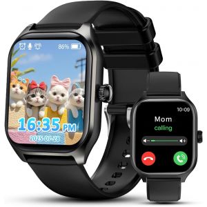 Montre Connect&eacute;e Enfants, Gar&ccedil;ons et Filles, Adolescents, avec Fonction D'appel/R&eacute;ponse, Podom&egrave;tre, M&eacute;t&eacute;o, R&eacute;veil, 120+Modes Sportifs, Cadeau pour Enfants de 6 &agrave; 14 Ans - Neuf