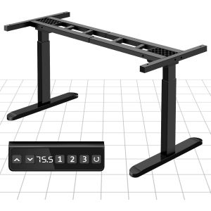 Ulteronixshop-Bureau Assis Debout &Eacute;lectrique &agrave; 2 Moteurs, Cadre de Bureau &Eacute;lectrique R&eacute;glable en Hauteur, R&eacute;tractable et Fonctions M&eacute;moires, Supportant Jusqu'&agrave; 200KG, Cadre Seul - Neuf