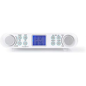 Radio Sous Armoire Avec 30 Stations Fm Préréglées, Réveil, Minuterie, Aux, 3,5 Mm Et Lcd, Blanc - Neuf