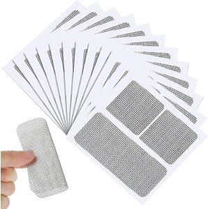 reparation moustiquaire,12 feuilles 2 tailles moustiquaire fibre de verre Kit de réparation de remplacement de porte Patchs de réparation de mur en maille de fibre 10x10cm - Neuf