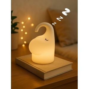 Veilleuse Éléphant Pour Enfants, Veilleuse Mignonne Rechargeable, 2 Modes D'Éclairage, Lampe De Chambre À Coucher En Silicone Avec Contrôle Tactile, Décoration De Chambre De Bébé - Neuf