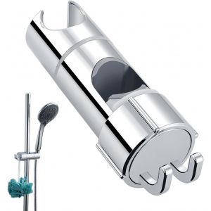 JGD-Support de pommeau de douche avec 2 crochets, support de douche universel pour 16-27 mm, chrom&eacute; + ABS, support de pommeau de douche de rechange, installation facile pour barre coulissante - Neuf