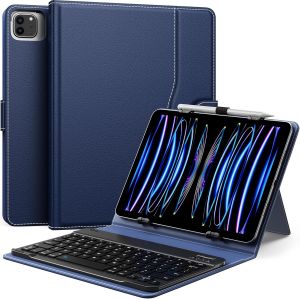Étui Qwert Clavier Universel Compatible Avec 9"",9.7"",10.1"",10.2"",10.4"",10.5"",10.9"",11"" Tablette, Coque Clavier Bluetooth Sans Fil Amovible Et Support De Stylet Pour Ipad Samsung Fire Pixel,Indigo - Neuf