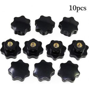 10pcs Noir En Plastique Étoile En Forme D'étoile M8 Tête Femelle Filetage Pince Bouton En Forme De Poignée - Neuf
