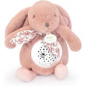 KALANKA-DOUDOU ET COMPAGNIE - Veilleuse Musicale Lapin Rose avec Projection d&iquest;&Eacute;toiles &iquest; Doudou Peluche avec M&eacute;lodies et Lumi&egrave;res Apaisantes &iquest; Compagnon Nuit B&eacute;b&eacute; &iquest; Id&eacute;e Cadeau Naissance - DC4200 - Neuf