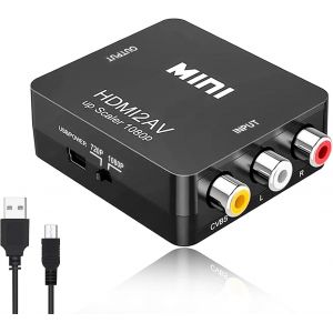VornixorSarlshop-Adaptateur Convertisseur RCA vers HDMI, Adaptateur AV vers HDMI, Convertisseur Audio-vid&eacute;o Composite RCA CVBS 1080P Avec C&acirc;ble USB, pour PS2, Wii, Xbox, VHS, DVD, T&eacute;l&eacute;viseur, project - Neuf