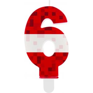 Sansh-Bougie Anniversaire 6 Ans, Personnalisées Rouge Pixelisée Bougies D'anniversaire, Deco Gateau Anniversaire Bougies Anniversaire Originales Pour Enfant - Neuf