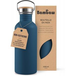 Gourde 1l Inox,Gourde 1 Litre Bleue,Gourde Sport Non-Isotherme,Gourde Inox 1l,Bouteille D¿Eau Sans Bpa,Gourde Metal,Gourde Randonnée-Bleu Saphir - Neuf
