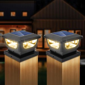 Lampe Solaire Blanc Chaud Pour Poteau Bois 7x7 8x8 9x9 10x10-Lampe Solaire Chapeau Poteau Bois, Ip65 &Eacute;tanche Lampes Solaires Capuchons De Cl&ocirc;ture Adapt&eacute; Aux Poteaux 7x7 8x8 9x9 10x10 Cm (2 Pi&egrave;ces) - Neuf