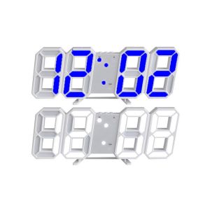 Lot de 2 r&eacute;veils muraux num&eacute;riques LED 3D avec contr&ocirc;le via application - Bleu - Neuf