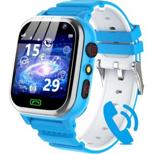 Montre Connect&eacute;e Enfant, Montre Enfant Fille Gar&ccedil;on Avec T&eacute;l&eacute;phone Sos Pedometer Jeux R&eacute;veil Musique Cam&eacute;ra Calendrier Calculatrice, Montre Enfant Smartwatch Cadeaux Gar&ccedil;ons Et Fil[MON8300910] - Neuf