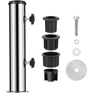Ulteronixshop-Lot De Tubes De Support De Parasol D'ext&eacute;rieur En Acier Inoxydable - Insert En Pvc - Douille De Tube R&eacute;glable - Pi&egrave;ces De Rechange Pour Ext&eacute;rieur, Jardin, Cour, Balcon - Neuf