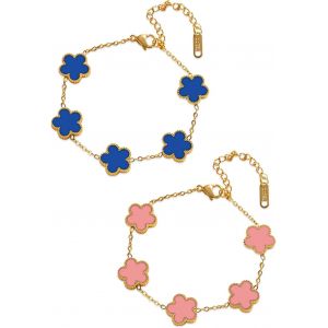 Eryi-Bracelet Trèfle Porte Bonheur,Bracelet Trèfle Plaqué Or 18k Bracelet Trefle 4 Feuilles Femme Bracelet De Luxe Bracelet Personnalisé Femme Ête Des Mères,Cadeau De Noël Pour Les Femmes - Neuf