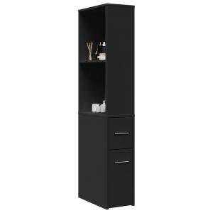 Armoire De Salle De Bain Étroite Avec Roulettes Noir - Neuf