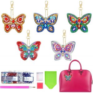 Diy Diamant Peinture Portes-Clés,Porte-Clés Peinture Diamant,Diamant Portes-Clés Peinture,Diy Licorne Diamant Peinture Portes-Clés,5d Diamant Peinture Porte-Clés,Diy Portes-Clés (Papillon) - Neuf