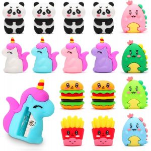 16pcs Dessin Animé Taille-Crayon Pour Enfants,Set Pinata D'anniversaire,Jouets Et Cadeaux Pour Filles De 3,4,5,6,7,8,9,10 Ans,Petit Sac Cadeau D'anniversaire Pour Enfants Invités - Neuf