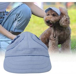 (L-Bleu) Dans Le Chapeau De Sport Pour Chien, Casquette De Baseball Pour Chat, Chapeau De Soleil D'extérieur À La Mode, Chapeau De Soleil Rayé Réglable, Chapeau De Voyage D'été Avec Trous Pour Les Oreilles - Neuf