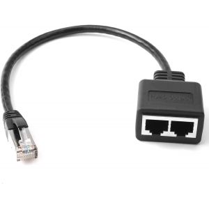 LETNERNY-R&eacute;partiteur Rj45, Repartiteur Cable Ethernet, 1 M&acirc;le Vers 2 Femelles Adaptateur Multipr Ethernet, Doubleur Splitter Rj45 Pour Cat5 Cat5E Cat6 Cat7, Noir - Neuf