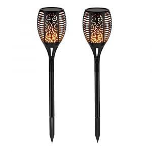 Lampes Torches Solaires &Agrave; Flamme Vacillante Pour Jardin Et All&eacute;e, Lot De 2, &Eacute;tanches Ip65, Rechargeables - Neuf
