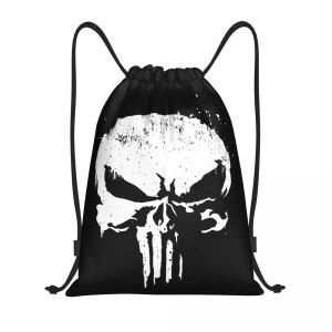 Sacs à cordon personnalises pour super-héros, sac à dos léger pour femmes et hommes, motif tête de mort Punisher, pour le sport, la salle de sport, le rangement - Neuf