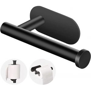 KAL-Porte Papier Toilette Sans Perçage, Support De Papier Toilette Autocollant Avec Étagère, Porte Rouleau Papier Toilette Mural En Acier Inoxydable Pour Cuisine Et Salle De Bain Buanderie, Noir - Neuf