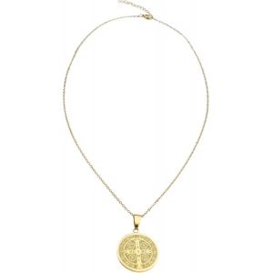Kal-Sanit Benedict De Nursia Collier Pi&egrave;ce Ronde Antique Religieux Protecteur Talisman Pendentif 50cm Bijoux Cadeaux Pour Amant Amis Cadeau De No&euml;l Anniversaire - Neuf