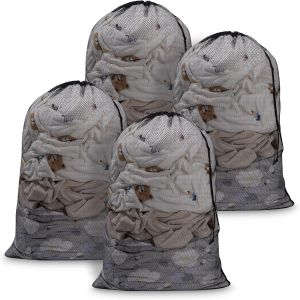 MDY-4PCS Filet Linge Machine à Laver, 70x90cm Filet Linge Avec Cordon de Serrage Sac a Linge Réutilisable, Sac a Linge Machine a Laver et Ddurable pour Chemisier Sous-vêtements, Soutien-Gorge, Noir - Neuf