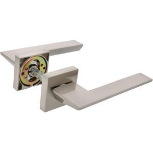 Jeu de poignées de porte | Mod. ZAHORA | 52 x 146 mm | Avec bec verseur | Design élégant et simple | Poignée ergonomique | Aluminium satiné - Neuf