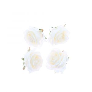 4 FLEURS ROSE ARTIFICIELLE TISSU 6CM BLANC - Neuf