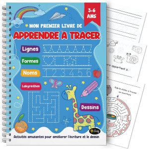 MEVRONISSHOP-Cahier pour Apprendre &agrave; &Eacute;crire de 3 &agrave; 6 ans | Graphisme Maternelle A4 | Cahier d'&eacute;criture Maternelle | Livre Calligraphie Ecriture Apprendre &agrave; Lire et &agrave; &Eacute;crire Lignes Formes Nombres Laby - Neuf