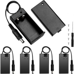 5 Pièces 9V Support de Batterie, Boîtier de Batterie 9V PP3 avec On/Off + Prise CC,9V Boîtier de Rangement,pour CCTV,Moteur,Solénoïde,Bande LED,avec Vis et Tournevis - Neuf