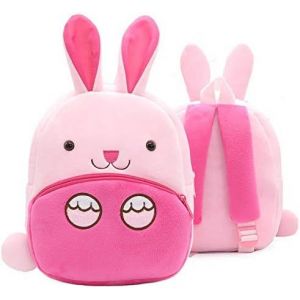 Sac à Dos Enfant, Sac à Dos Bébé en Peluche Sacs d'école Maternelle Porte-Sac pour Enfant de 2 à 4 Ans,Lapin 26*24*10CM - Neuf
